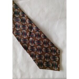 Mark Pendleton 100% Silk Necktie Tie Handmade In Italy Brown Geometric Long 62"